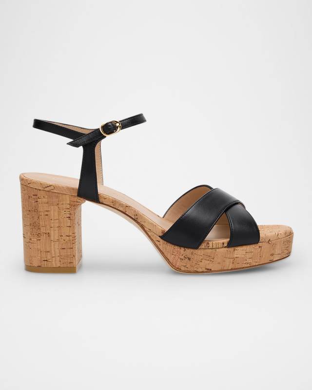 Dayna Leather Crisscross Platform Sandals